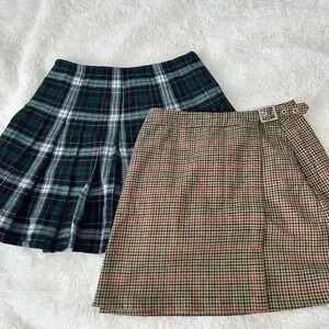 Brandy Melville Bundle‎ Varsity Plaid Size S Plaid Pleated Mini Skirt Y2K Preppy